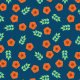Fabric 38785 | Kwiaty i liście na niebieskim tle