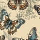 Fabric 38865 | motyle i kwiaty na kremowym tle 