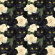 Tkanina 38915 | czarne koty i białe róże 