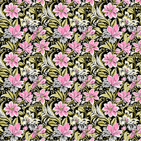 Fabric 38984 | rozowo zielone kwiaty male