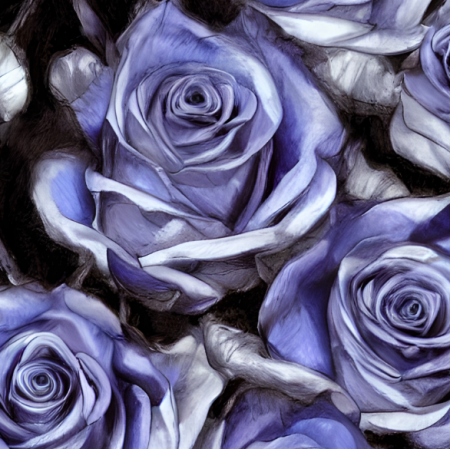 Tkanina 38989 | NIEBIESKIE RÓŻE - BLUE ROSE FLOWERS