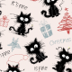 Fabric 39090 | ŚWIĄTECZNY WZÓR Z CZARNYMI KOTAMI - RÓŻOWE TŁO / CHRISTMAS PATTERN WITH BLACK CATS - PINK BACKGROUND