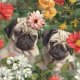 Fabric 39177 | PSY MOPSY W OGRODZIE / PUG DOGS IN THE GARDEN