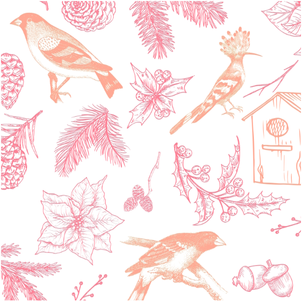 Fabric 39227 | ZIMOWE PTAKI - RÓZOWE / WINTER BIRDS - PINK 