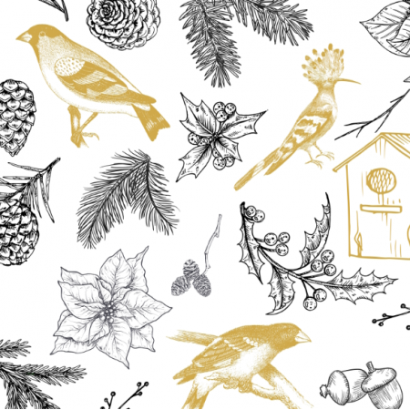 Fabric 39230 | ZIMOWE PTAKI / WINTER BIRDS