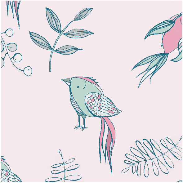 Tkanina 4042 | Ptaki na różowym