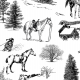 Tkanina 39231 | ZIMOWY PEJZAŻ Z KOŃMI / WINTER LANDSCAPE WITH HORSES