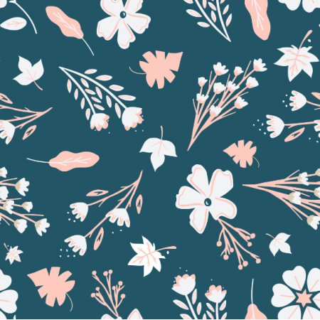Fabric 39710 | White flowers on the blue ground