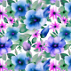 Fabric 39855 | niebieskie akwarelowe kwiaty