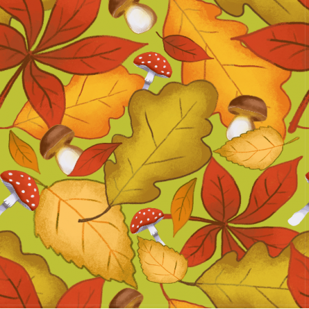 Fabric 40156 | liście i grzyby Makro
