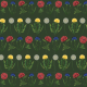Tkanina 40265 | kwiaty polne wzór pasowy zielony