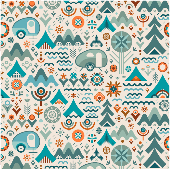 Fabric 40421 | The great outdoors happy camping adventure with vintage campers
