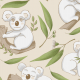 Fabric 40493 | kOALA Z EUKALIPTUSEM NA BRZOSKWINIOWYM TLE