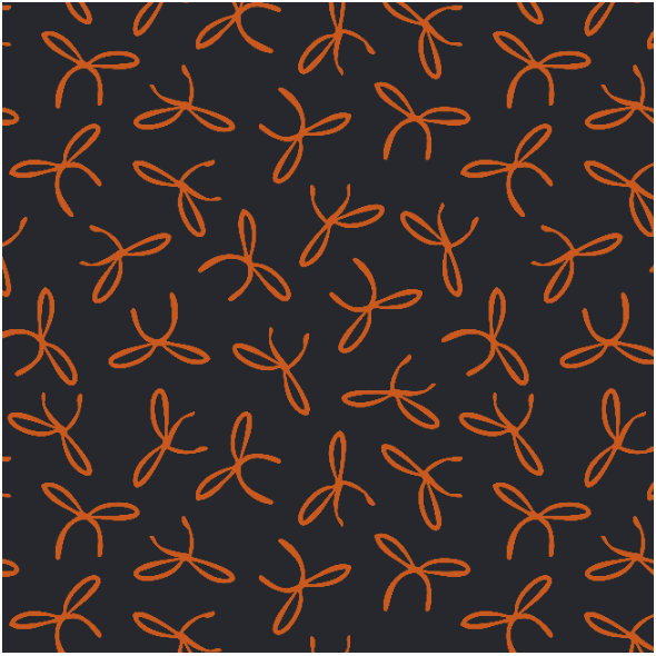 Tkanina 40786 | orange bows on black