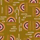 Fabric 40789 | rainbows on mustard yellow