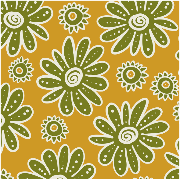 Fabric 40802 | green flowers on yellow