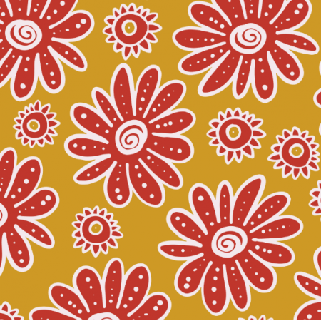 Tkanina 40804 | red flowers on yellow