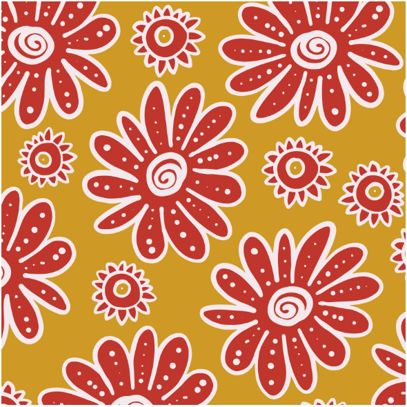 Tkanina 40804 | red flowers on yellow