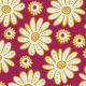 Fabric 40806 | white flowers with yellow on bright raspberry red