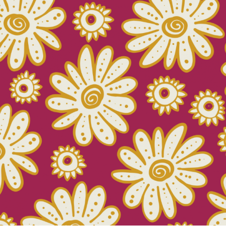 40806 | white flowers with yellow on bright raspberry red