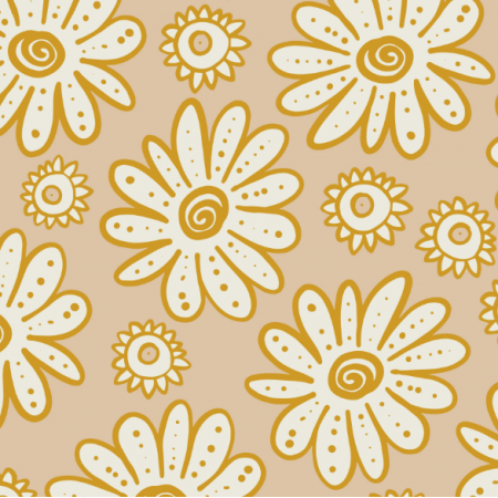 Fabric 40807 | white flowers with yellow on beige