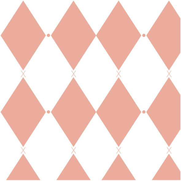 Fabric 40810 | harlequin in peach fuzz pink on white