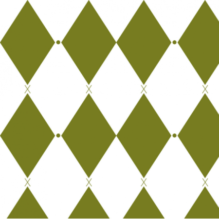 Fabric 40812 | harlequin in olive green on white