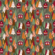 Fabric 40815 | christmas trees and houses on green