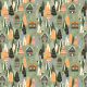 Fabric 40816 | christmas trees and houses on light green