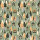 Fabric 40816 | christmas trees and houses on light green