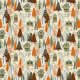Tkanina 40817 | christmas trees and houses on beige