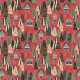 Tkanina 40819 | christmas trees and houses on raspberry red