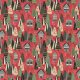 Fabric 40819 | christmas trees and houses on raspberry red
