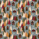 Fabric 40820 | christmas trees and houses on grey