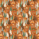 Fabric 40821 | christmas trees and houses on brown