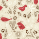 Tkanina 40822 | christmas birds on beige