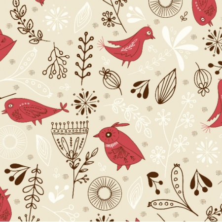 Fabric 40822 | christmas birds on beige