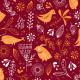 Tkanina 40824 | christmas birds on bright red