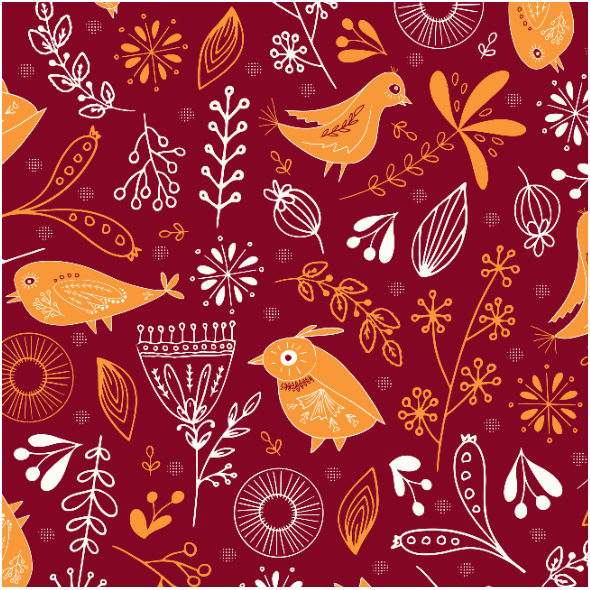 Fabric 40824 | christmas birds on bright red