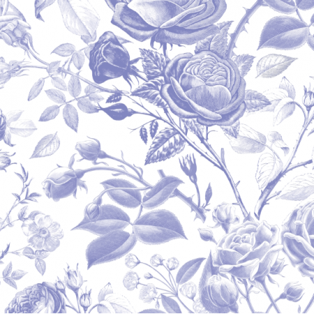 Fabric 41407 | Niebieskie RÓże Na Białym Tle / BLUE ROSES 