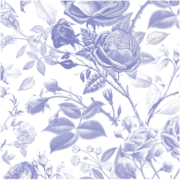 Fabric 41407 | Niebieskie RÓże Na Białym Tle / BLUE ROSES 