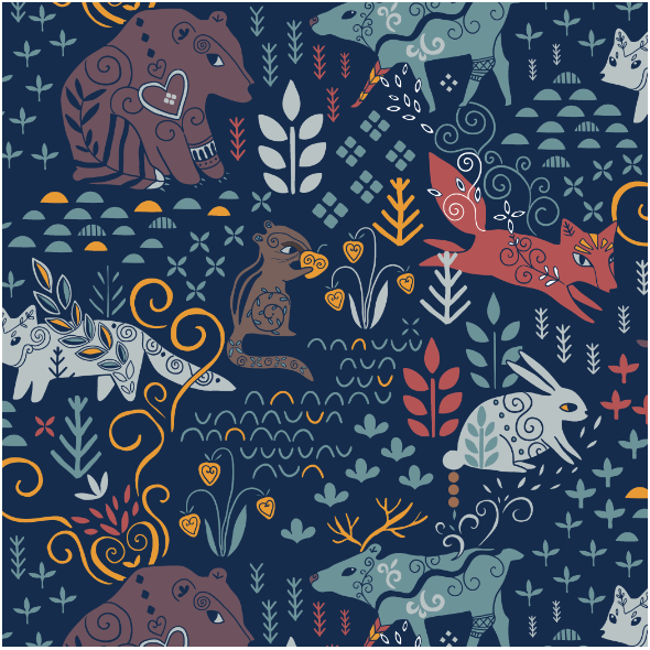 Fabric 41836 | Yakutian animals small scale