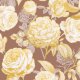 Fabric 42372 | Duże Kwiaty Złote Róże - Mocha Mousse 