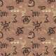 Tkanina 42376 | Magiczne Symbole i Węże Na Brązowym - Mocha Mousse 