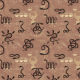 Tkanina 42376 | Magiczne Symbole i Węże Na Brązowym - Mocha Mousse 