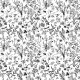 Fabric 42490 | Polne Kwiatki - Czarno-Białe Ilustracje Botaniczne 