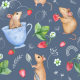 Fabric 42703 | Myszki na błękicie Herbatka truskawkowa