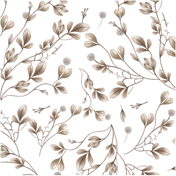 Fabric 42792 | Brown leaves white