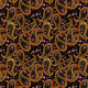 Fabric 42865 | Orientalny Wzór Paisley z Kwiatkami - Czarne Tło 