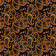 Fabric 42865 | Orientalny Wzór Paisley z Kwiatkami - Czarne Tło 